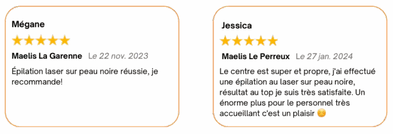 Extrait d'avis google positif laisser par des clientes Maelis